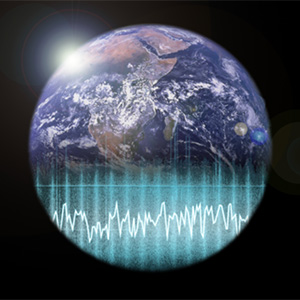 Picture of Earth with sound waves going across